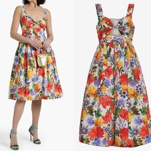Cara Cara Women's White Laurel Pleated Floral-print Cotton-poplin sz 6 NWT $595